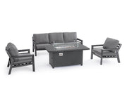 Set 4 Pz Salotto con Cuscino Hendrix Antracite in Alluminio, Acciaio, Vetro e Poliestere