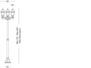 Die -cast -Aluminium -Teleskopstange mit transparenten Glaslautsprechern - maximale Lampen 170 mm - Höhe - Biancaargento Biancure Land Fixing Dreieck