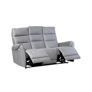 3 -Seerer -Sofa mit 2 elektrischen Liegen in hellgrauem Nabuk 187 x 98 x 109 cm