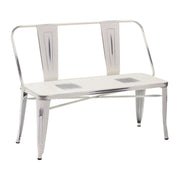 Eisenbank mit antiker weißer Rückenlehne 111 x 51 x H 82,5 cm