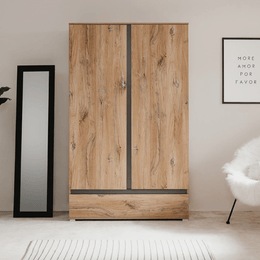 UNNA60A Eichengarderobe Ancient Two Türen und Effez -Schublade