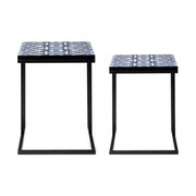 Set 2 Neapolis -Tische in Stahl mit MDF -Top mit 62,5H 56H -CM -Druck