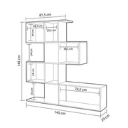 Bücherregal 4 Level 9 Level 9 Weiß- und Oak -Kompartimente 145x29xh.145 cm (D2306KTL145M011) Effezz