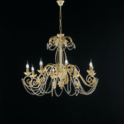 Decape Elfenbein Eisenleuchter und Gold Strass Damaskus acht Lichter 90x H70 cm