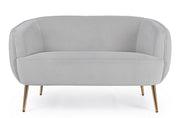 2 Sitzoter -Sofa hellgrauer Samtwirkung Linsay 129 cm