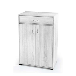 Weißer Schuhregal mit Regalen und Schublade 63 x 33 x 95 h cm cm