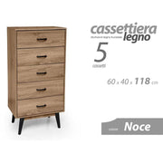 Coming Como Como Urban Style Noce Noce 5 Schubladen 60 x 40 x 118 h cm cm