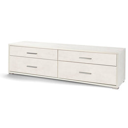 Niedrige Schrank -Holztür vier Schubladen weißes Oxid 179x47x H50 cm