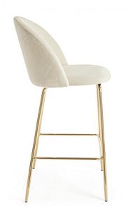 2x White Carry Bar Stool im Samt -Atmosphäre Stil