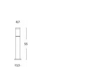 Die -cast -Aluminiumpol mit Opaldiffusor - 180 mm Höhe, 60 mm Durchmesser, IP43 Schwarz