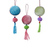 Haken für Kleidung mit Pompom Seortierte Nappe 3 Farben L 3 x P 8 x H 22 cm