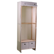 Holzgarderobe und Stoff 2 Schubladen natürliches rechteckiges Holz 58x36x268h cm