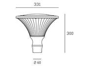 Outdoor -Lampe im Aluminium der Stanze, transparenter Lautsprecher, 60 -mm -Durchmesser, maximal 160 mm Höhe, IP65 Corten