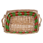 Cesto Wicker Wicker Grüne grün rechteckige rote CM53x38H13