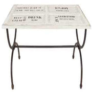 Weißer Tisch mit Schriften 78,5 x 160 x H 76 cm