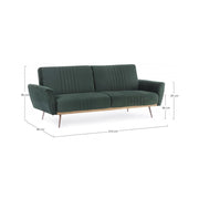 Drei -Seerer -Sofa Bett in dunkelgrünem Samt Johnny 210x83x H85 cm