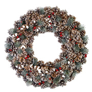 Glitzerkrone mit Beeren und natürlichen Kiefernkegeln CM Ø30