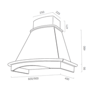 Bella rustikale weiße Küchenhaube mit Holzrahmen Inlay Tabakfarbe 90 cm