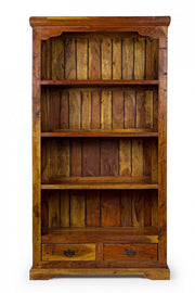 Bibliothek 4 Etagen und 2 rustikale Holzschubladen 100x35x185 cm
