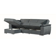Sofa mit reversibler Halbinsel in Holz und grauem Wacholder 279x123x H60 cm