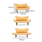 2 Sitzer Bordeaux -Sofa mit Liegearmlehnen Chat 150x65xh cm 80 cm