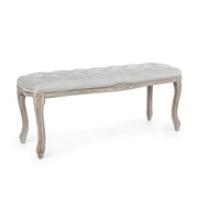 Klassische Bank Holz Velvet Grey Mathilde 110 x 36 x 47 cm