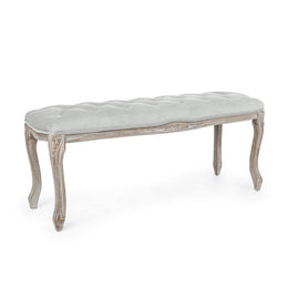 Klassische Bank Holz Velvet Grey Mathilde 110 x 36 x 47 cm