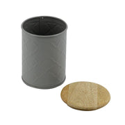 Metallglas grauer Holzkappe cmø10h14