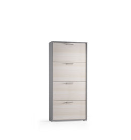 Doppeltiefe Schuhregal mit 4 Türen bis zu 18 Paar Stoff-/Lärchenschuhe