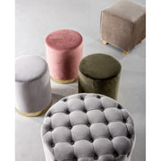 Pouf im alten rosa Samt Lucilla -Durchmesser 35x H40 cm