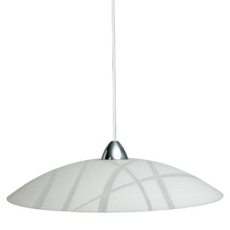 Suspension in weißer Glasplatten -Chromrahmendurchmesser.18 cm