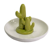 Empatatachi White Ceramic Green Cactus Round Cmø14.5H9.4