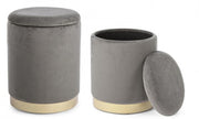 2 Pouf in Samt mit Polina Grey Container eingestellt