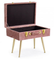 Stuhl mit Behälter in antiker rosa Samt Polina 50x34x H42 cm