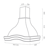 Ägyptische weiße rustikale Küchenhaube mit Holzrahmen Inlay Tabakfarbe 90 cm