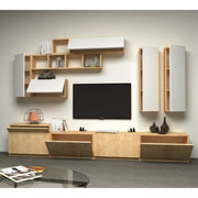 Ausgestattete Wand vier Limelight Sechs Wandeinheiten White Oak Domino 280x35x H 40/50 cm