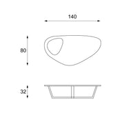 Tabelle in dunkelgrauem MDF und Metallbasis 140x80x32H CM