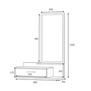 Eingang mit Spiegel und Eiche weiße Schublade 80x35xh.116 cm