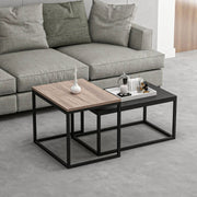 Set von Wohnzimmertischen Leka Black und Walnussmetallstruktur