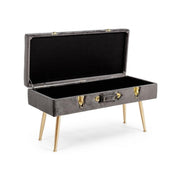 Samtbank mit Polina Grey Container 80x34x H42 cm