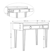 Weißer Schwammschalter mit schwarzen Beinen und Schublade H 81.40 x P 61,80 x L 100 cm