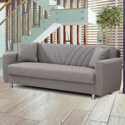 3 -Seerer -Sofa Bett im Beige -Stoff mit Behälter 214x80xh.83 cm effektiv