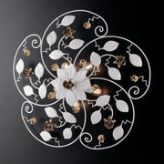 Weiß lackierte Eisendecke mit schäbiger Dekoration 5 Lichter 65 cm