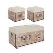 Set von 3 Poufs in MDF Beige Tavel Paris