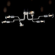 Silberweiße Eisendecke Leuchte sechs Lichter Durchmesser 83x H17 cm