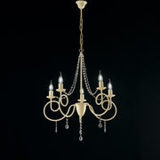 Elfenbein Eisen Kronleuchter fünf Lichter Depe Dekoration und Strasssteine ​​58x H72 cm