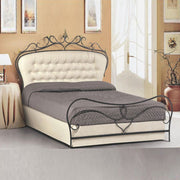 Doppelbett in Anthrazit -Schmiedeeisen mit gepolstertem Kopf 172x202xh.140 cm