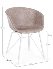 Vintage Chair Eco -Leder Beige White Warhol 59 x 54,5 x 80 cm