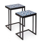 Set 2 Neapolis -Tische in Stahl mit MDF -Top mit 62,5H 56H -CM -Druck