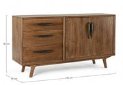 Credenka 2 Türen - 3 Schubladen braun im Vintage -Stil Holz
